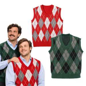 Movie Brothers Duo Costume | Red & Green Sweater Vest Set Step Brothers