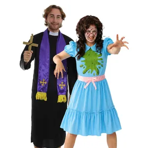 Adult Halloween Couples Costume | Priest and Possessed Girl Fancy Dress