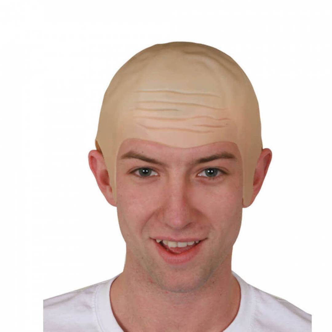 Adults Bald Cap - Beige Bald Head Skull Cap Fancy Dress Costume Accessory