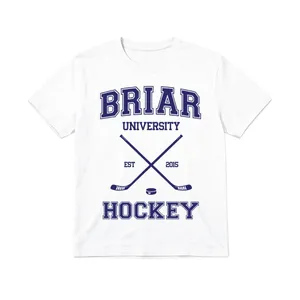 Adults Briar University Hockey White T-Shirt | Unisex Cotton Varsity Fan Tee with Collegiate Team Print Book Reader Party Top