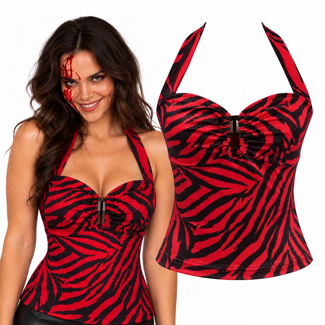 Womens Halloween Zebra Print Costume Top | Fancy Dress Outfit Freaky Nikki Obsession Inspired Outfit