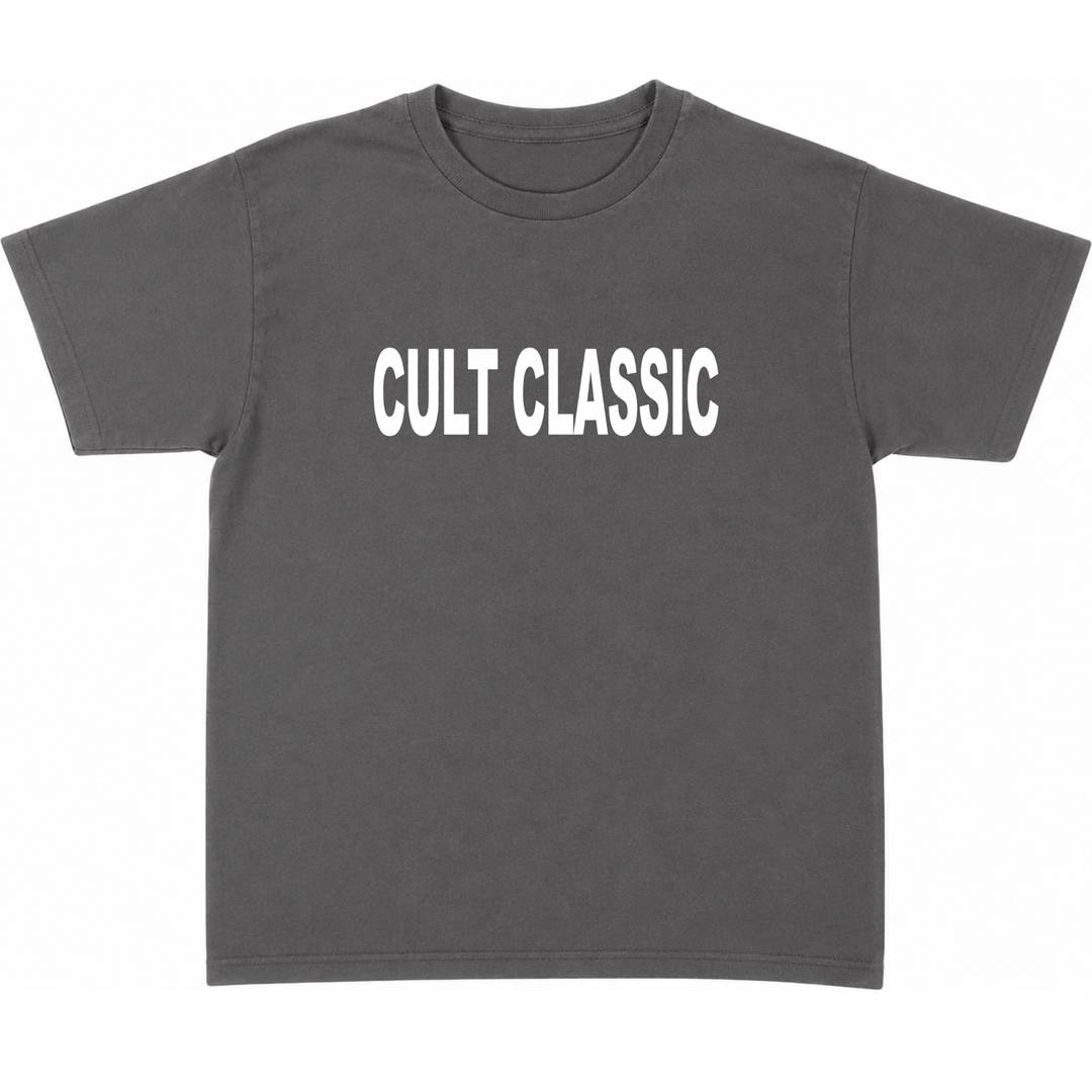Womens Cult Classic Concert Baby Tee | Charcoal Print Top