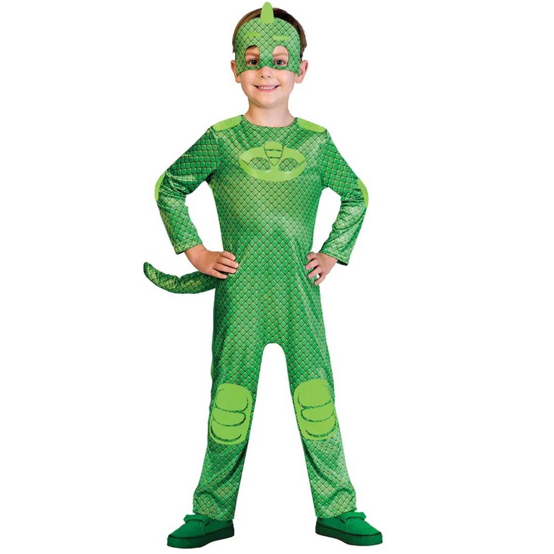 Kids PJ Masks Gekko Costume | Halloween Jumpsuit, Tail & Mask