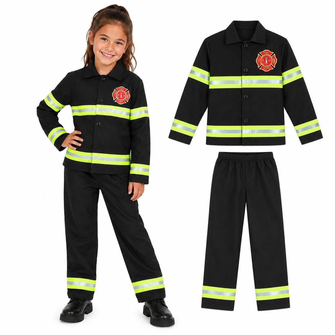 Girls Firefighter Fancy Dress Costume | Kids Fireman Outfit Set