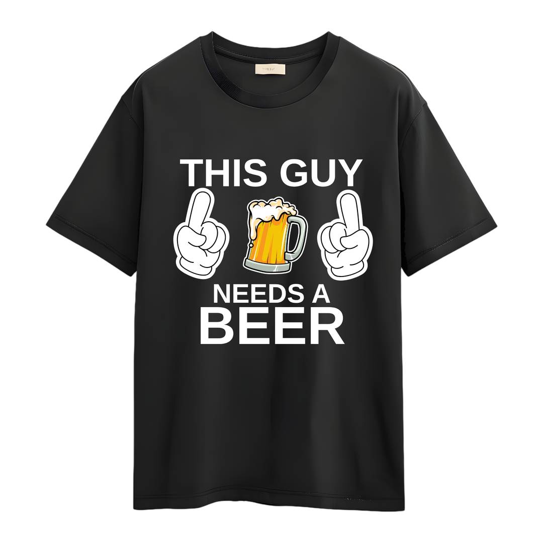 Mens Bachelor Party T-Shirt | This Guy Needs A Beer Stag Do Tee