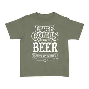 Ladies Country Concert T-Shirt | Beer That's Why I'm Here Slogan | Khaki Green