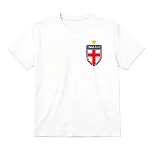 Adults England Shield White T-Shirt | Unisex Men's & Women's Star Crest Football Supporter Tee | 100% Cotton