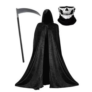 Adult Grim Reaper Costume Set | Halloween Cape, Snood & Scythe