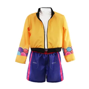 Kids K-Pop Idol Fancy Dress Costume | 2 Piece Set | Yellow Bomber Jacket & Patterned Shorts