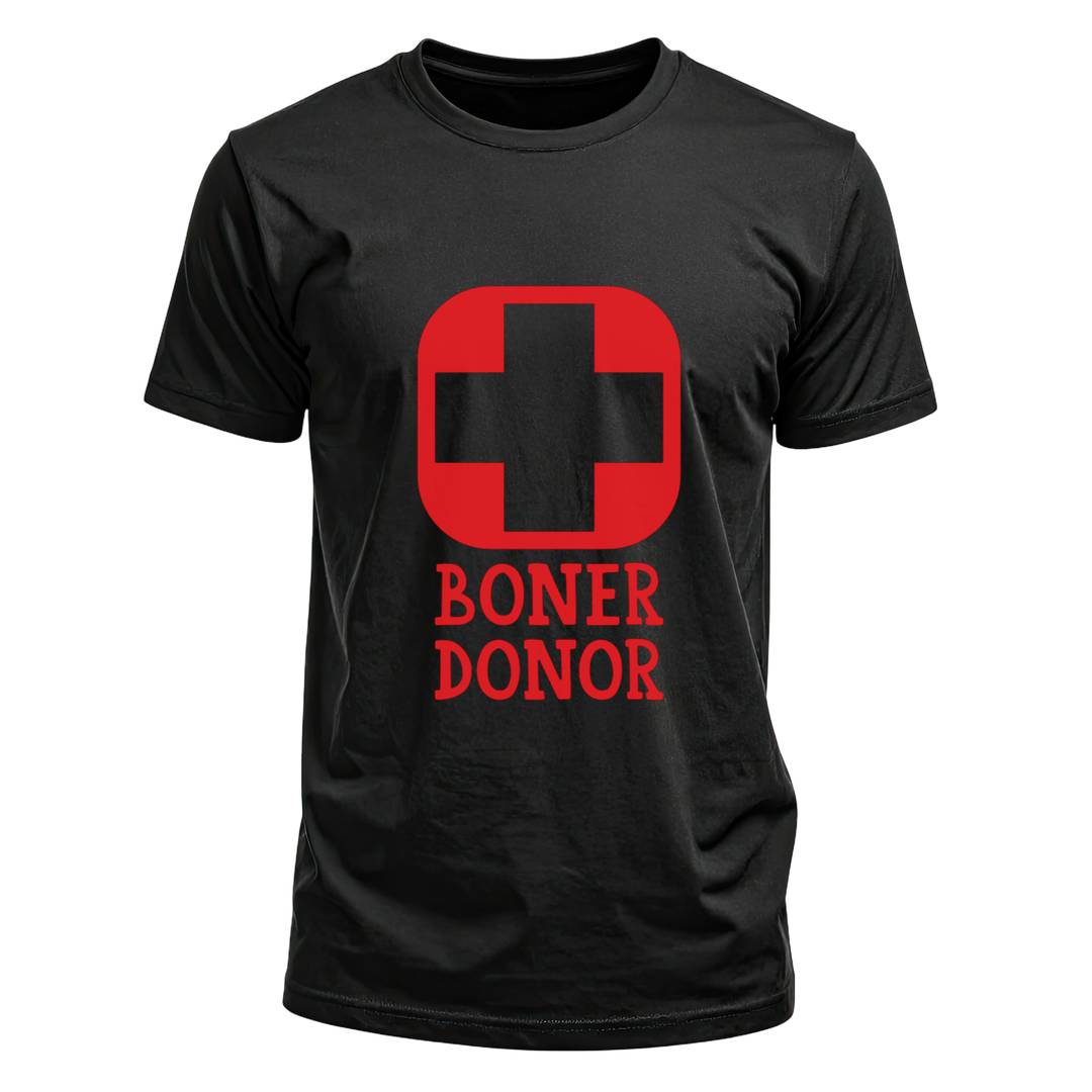 Mens Boner Doner Bachelor Party Tee | Novelty Stag T-Shirt Black