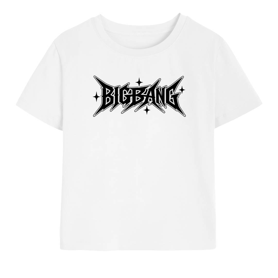 Womens K-Pop Concert Baby Tee | Black Graphic Print Top White