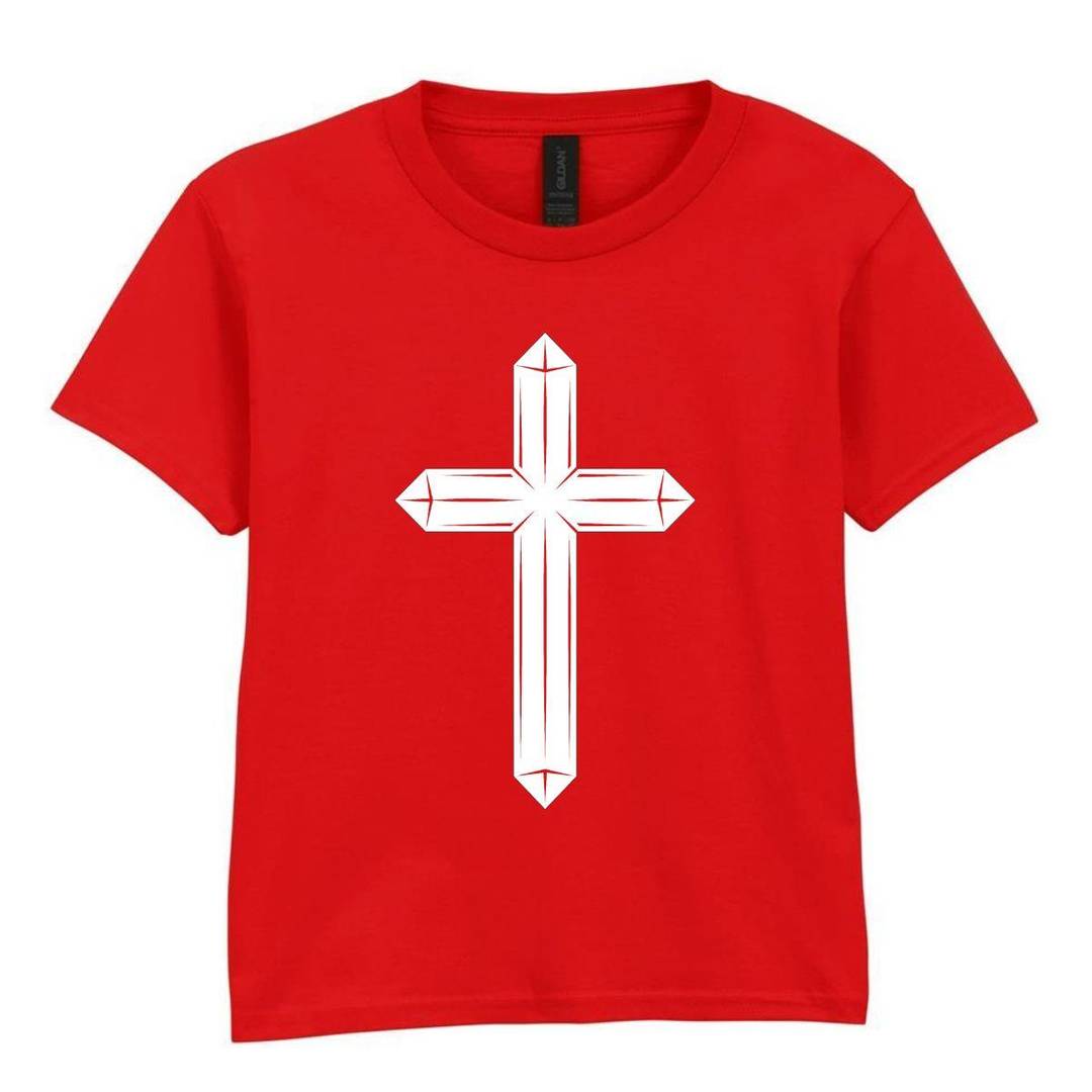 Red Cross Print T-Shirt | White Cotton | Unisex Concert Tee