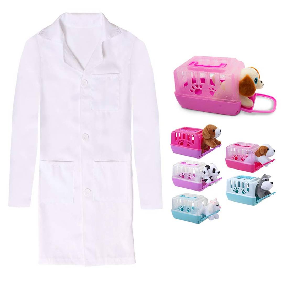 Kids Vet Costume Set | White Lab Coat & Plush Puppy Toy