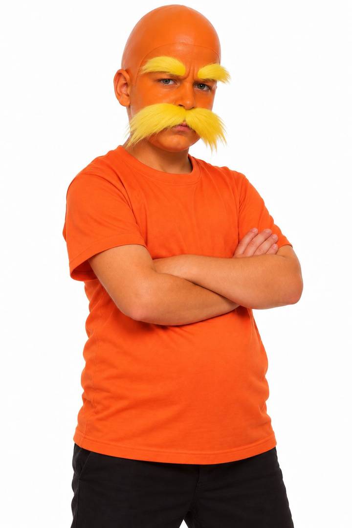 Kids Orange Creature Costume | Fancy Dress Set with Face Paint & Tash