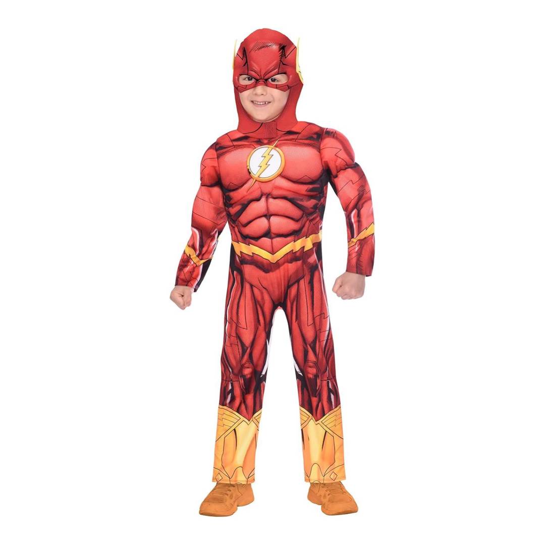 Kids Licensed Flash Costume | Red All-In-One Fancy Dress Superhero Outfit