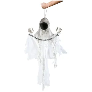 Faceless Spectre Halloween Prop Animated Decoration - Red Light up Eyes & Sound Effects - Wailing Ghost Prop with Motorised Arms - Halloween Props
