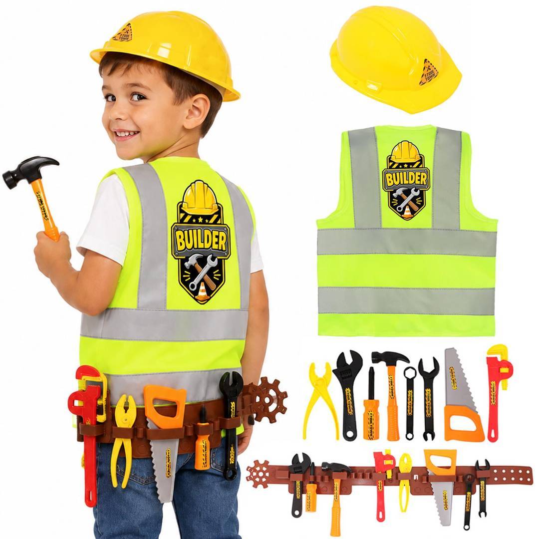 Kids Builder Costume | Fancy Dress Construction Worker Outfit