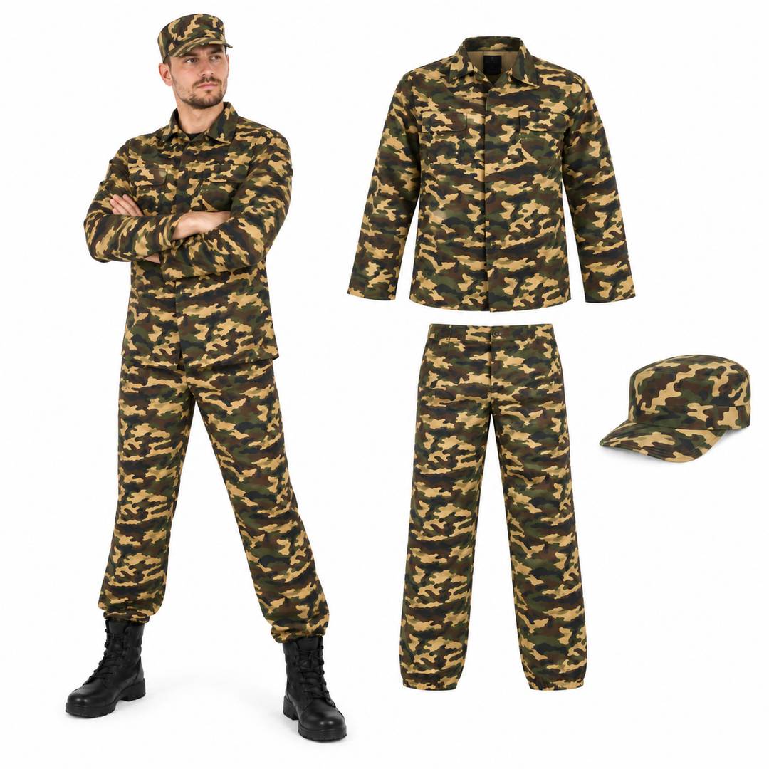 Mens Army Soldier Costume | Camouflage Fancy Dress Outfit Set