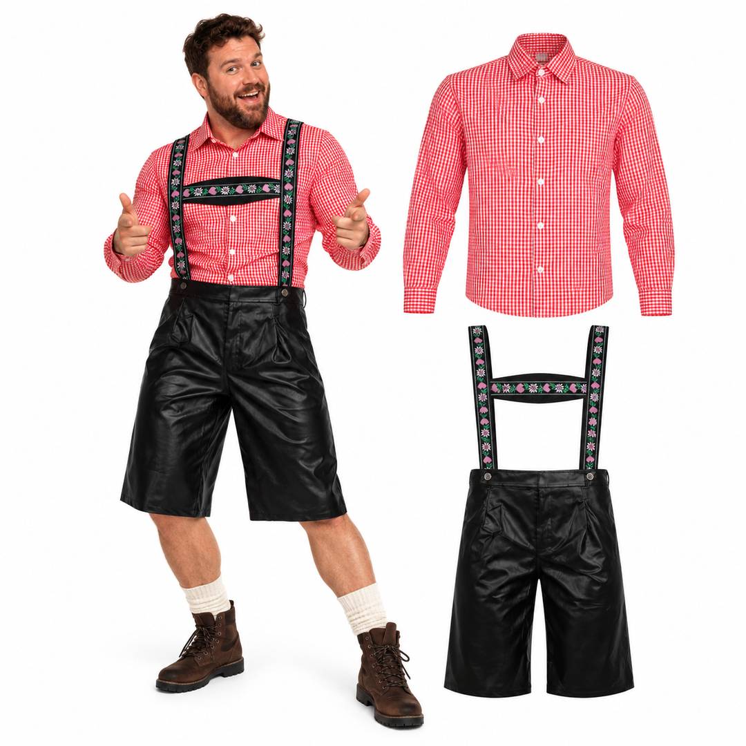 Mens Oktoberfest Bavarian Lederhosen Costume | Beer Festival Fancy Dress