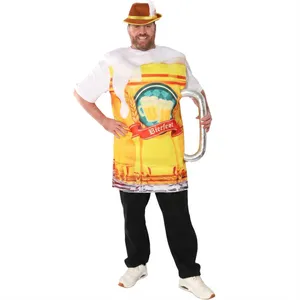 Beer Stein Costume & Brown Bavarian Hat | Mens Oktoberfest Bundle | One Size Fancy Dress
