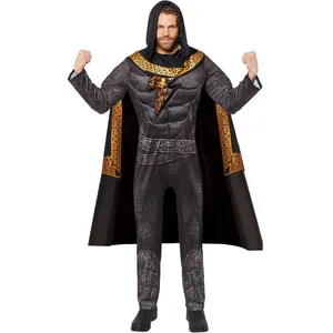 Adult Superhero Jumpsuit Costume | Caped Gold Fancy Dress Outfit