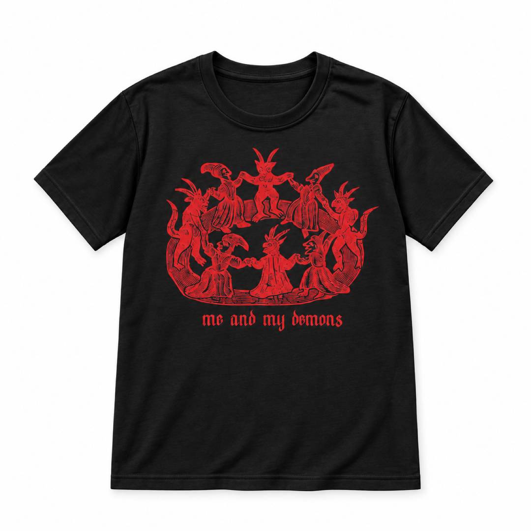 Ladies Halloween Me and My Demons Baby Tee | Gothic Costume Fancy Dress