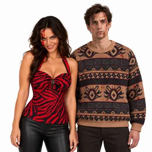 Adult Halloween Couples Costume | Zebra Top & Patterned Jumper Bear and Nikki Obsession Inspired Outfit
