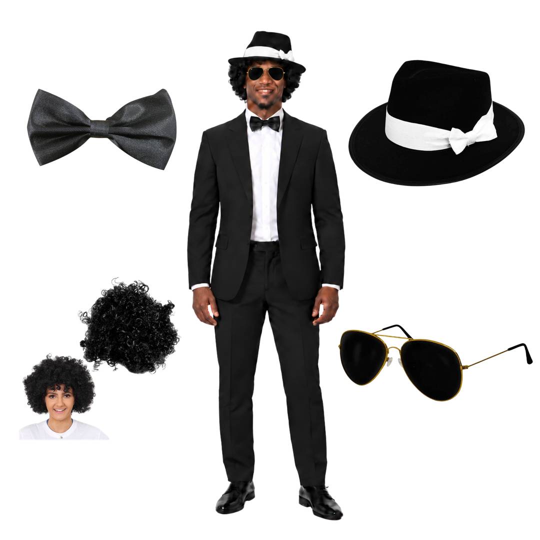 Adults King Of Pop Star Halloween Fancy Dress Costume Set Black 5 Piece Costume