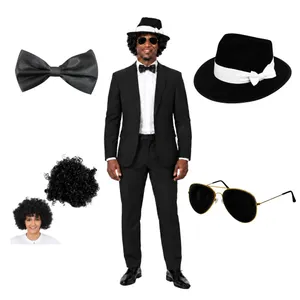 Adults King Of Pop Star Halloween Fancy Dress Costume Set Black 5 Piece Costume
