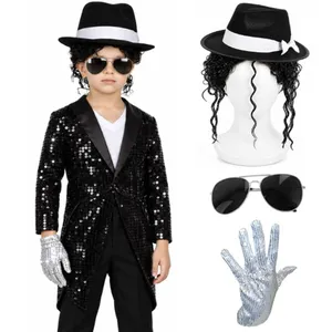 Kids 80s Pop Star Costume | Sequin Tailcoat Fancy Dress Outfit