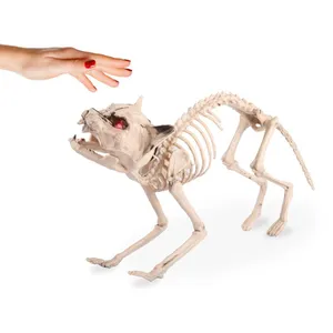 Halloween Skeleton Cat Decoration | Animatronic Light Up Eyes Sound Prop