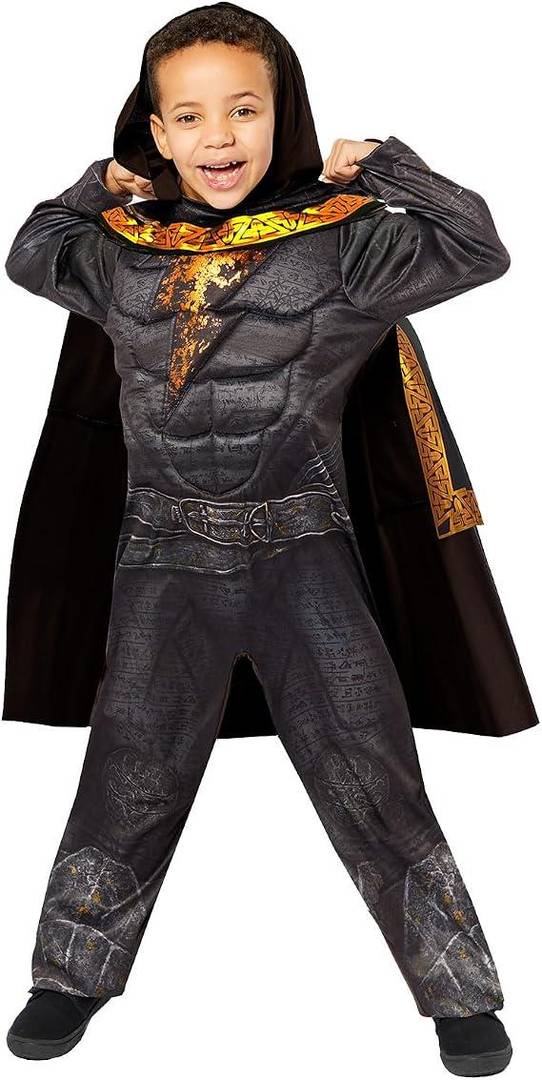 Kids Licensed Black Adam Costume | Caped Jumpsuit Fancy Dress Outfit