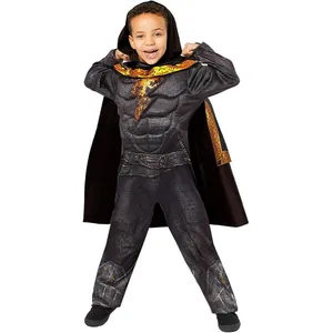 Kids Licensed Black Adam Costume | Caped Jumpsuit Fancy Dress Outfit