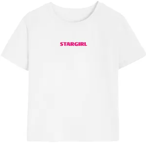 Womens Stargirl Print Baby Tee | Pink Festival Concert Gig Top