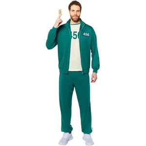 Adult Player 456 Tracksuit Costume | Green Jacket with Print Outfit