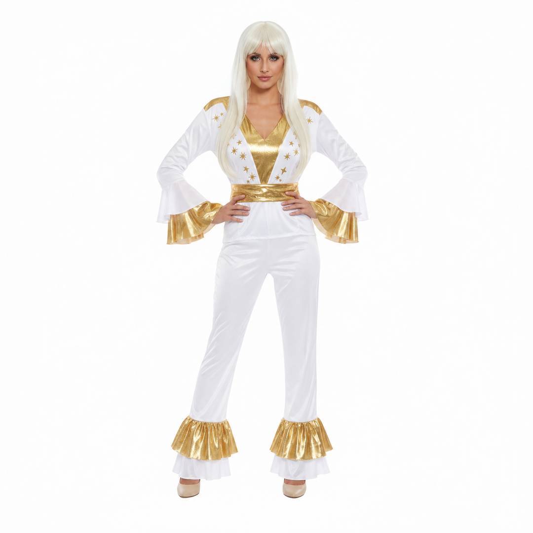 Adult 70s Pop Star Costume & Wig Set | Two-Piece Fancy Dress