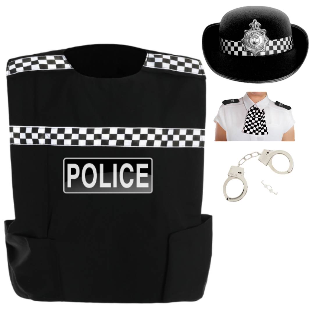 Womens Police Officer Costume | Adult Fancy Dress Vest & Handcuffs
