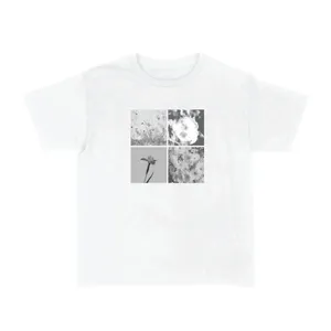 Womens Petal Print Baby Tee | Concert Tour Fitted Crop Top White Cotton