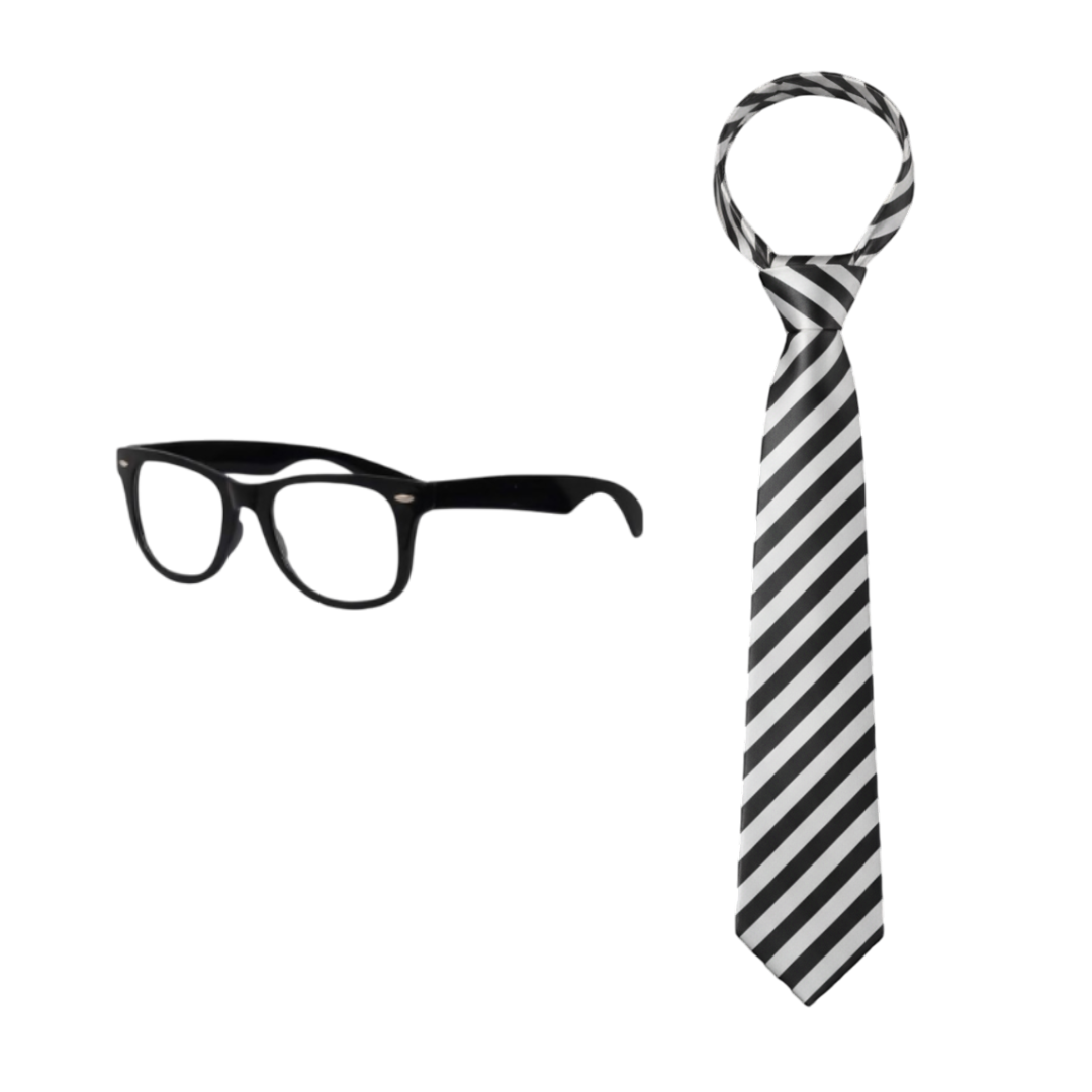 Adults Will Accessory Set | 2 Pcs | Glasses & Black Tie