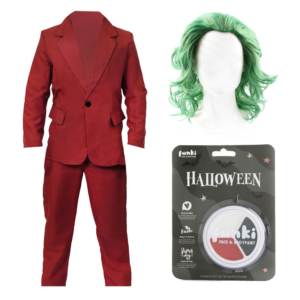 Men's Laughing Man Burgundy Suit Costume