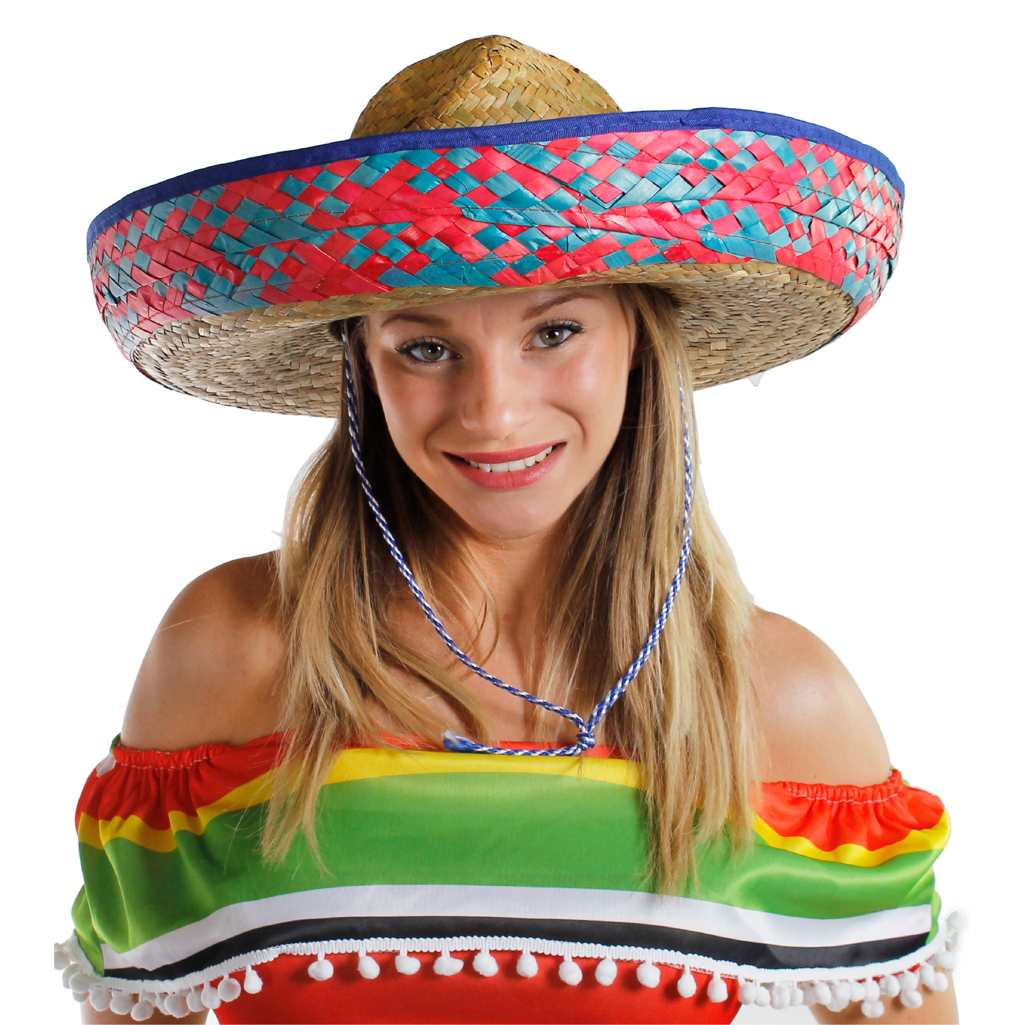 Blue Embroidered Sombrero Hat – Ideal for Mexican-Themed Parties & Fancy Dress Events