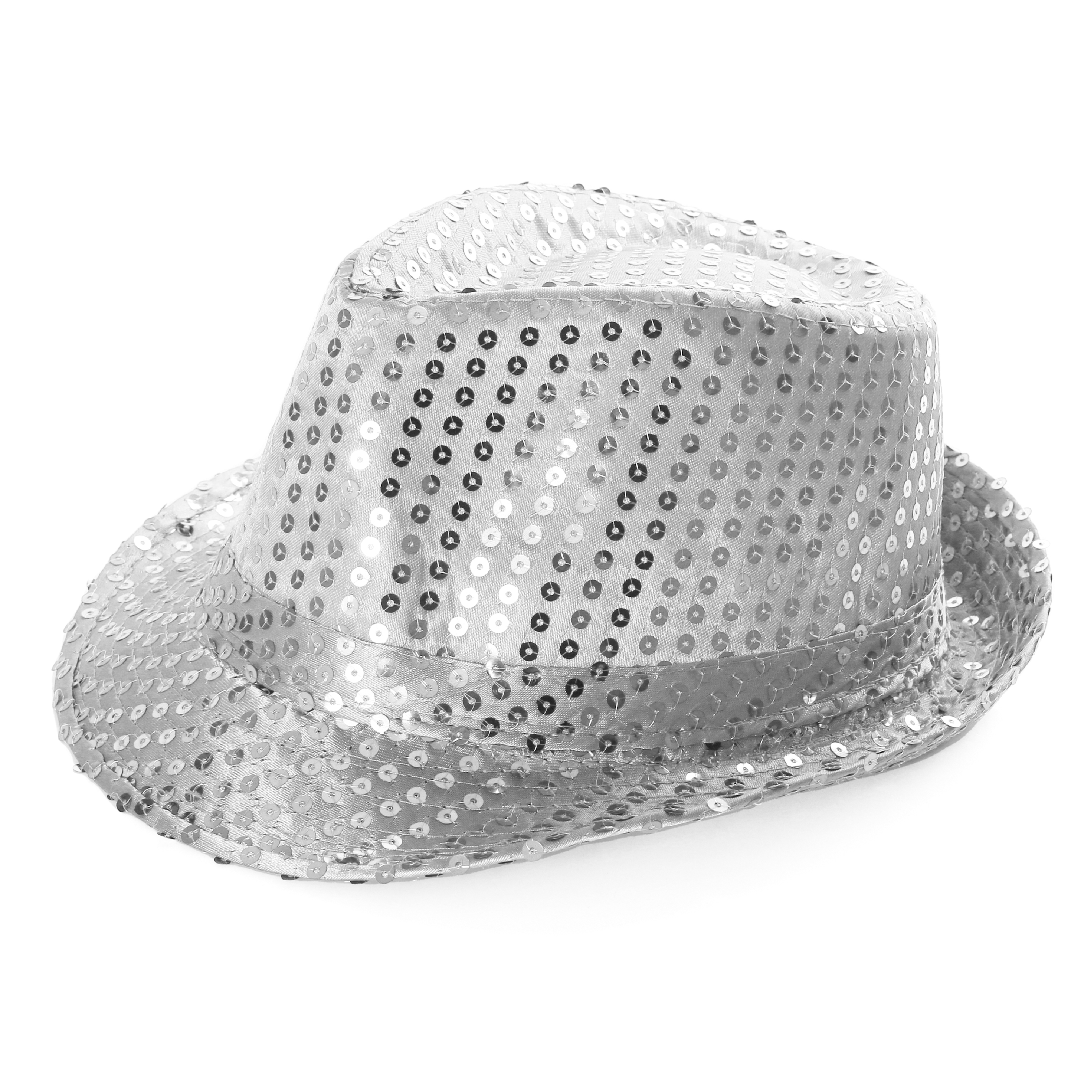 Silver Sequin Fedora Hat