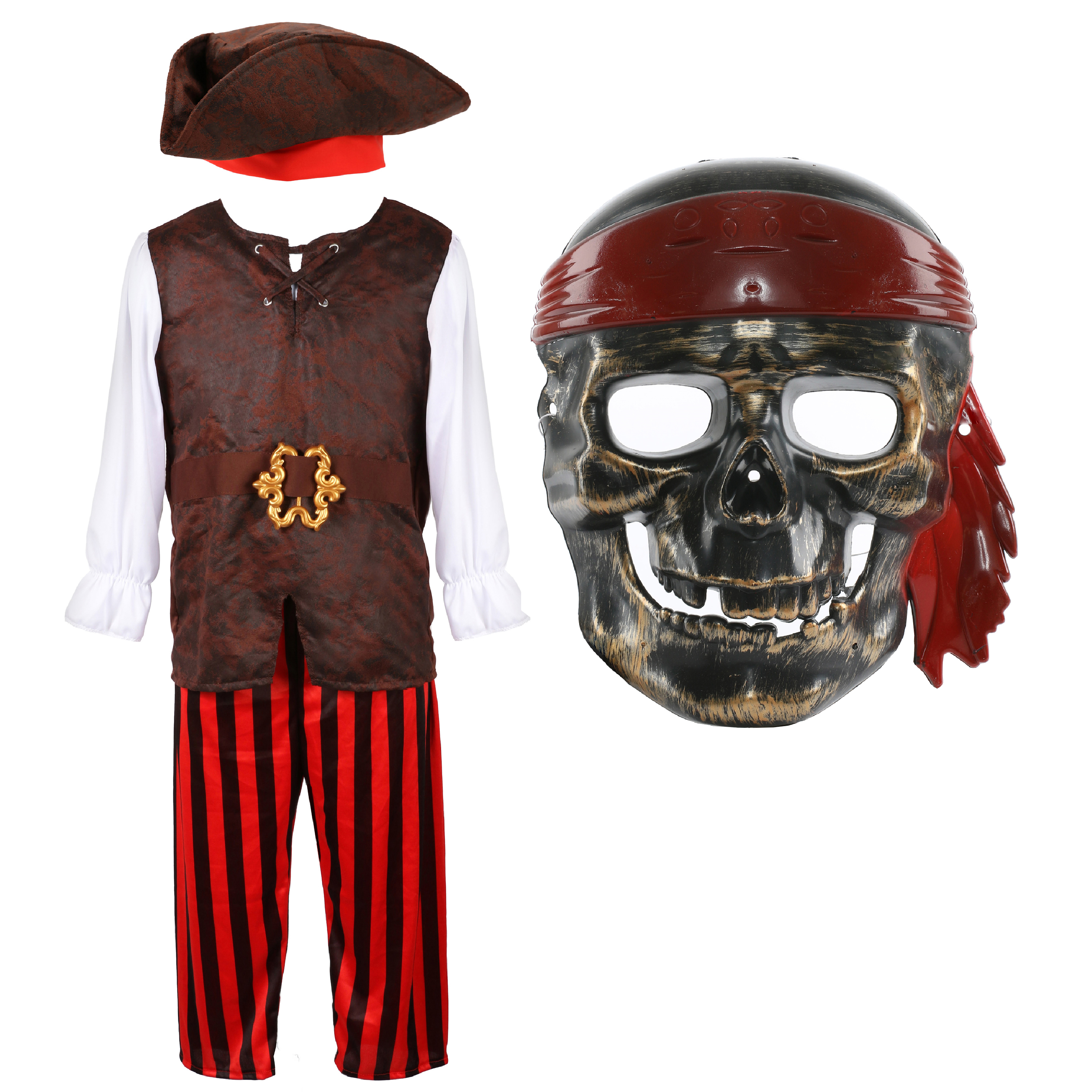 Boys Skeleton Pirate Costume Set with Mask