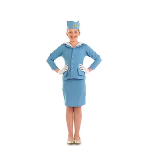 Girls Blue Cabin Crew Costume