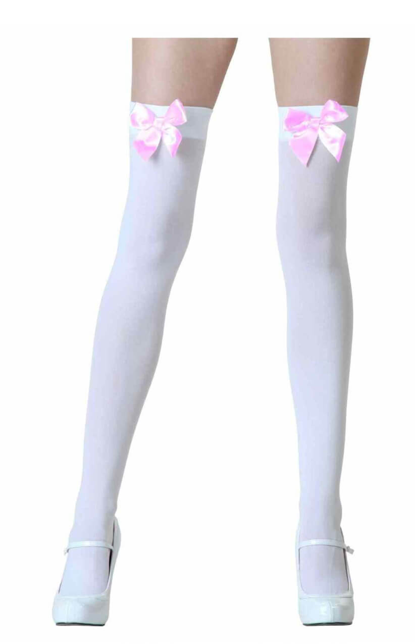 White Stockings with Light Pink Bow