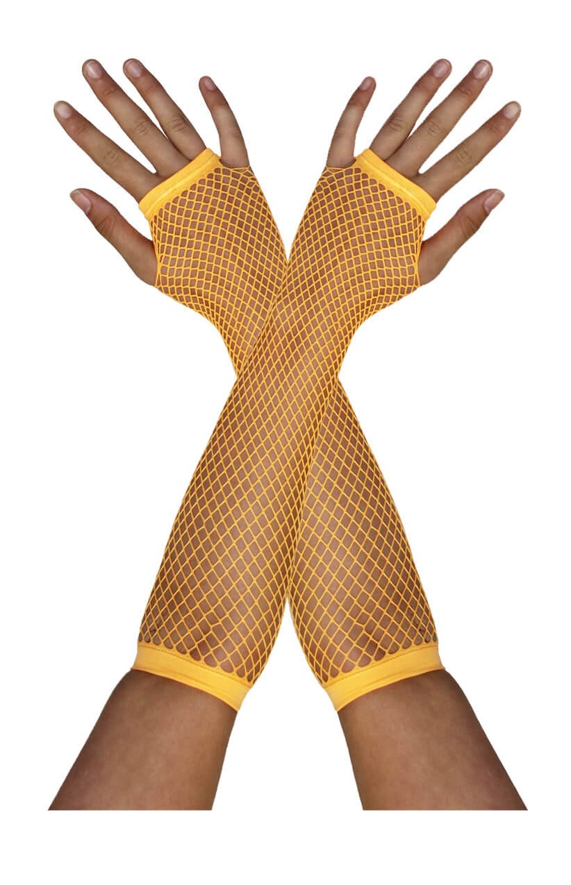 Orange Fishnet Gloves