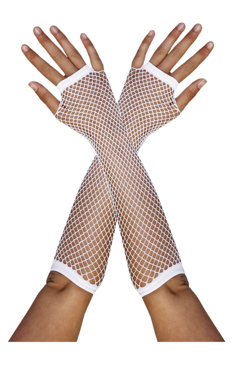 White Fishnet Gloves