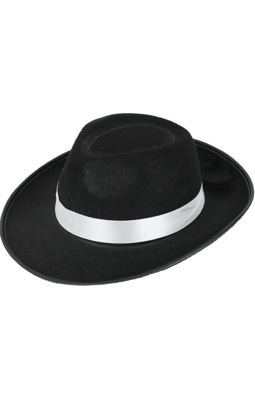 Black Felt Trilby Hat with Satin Band