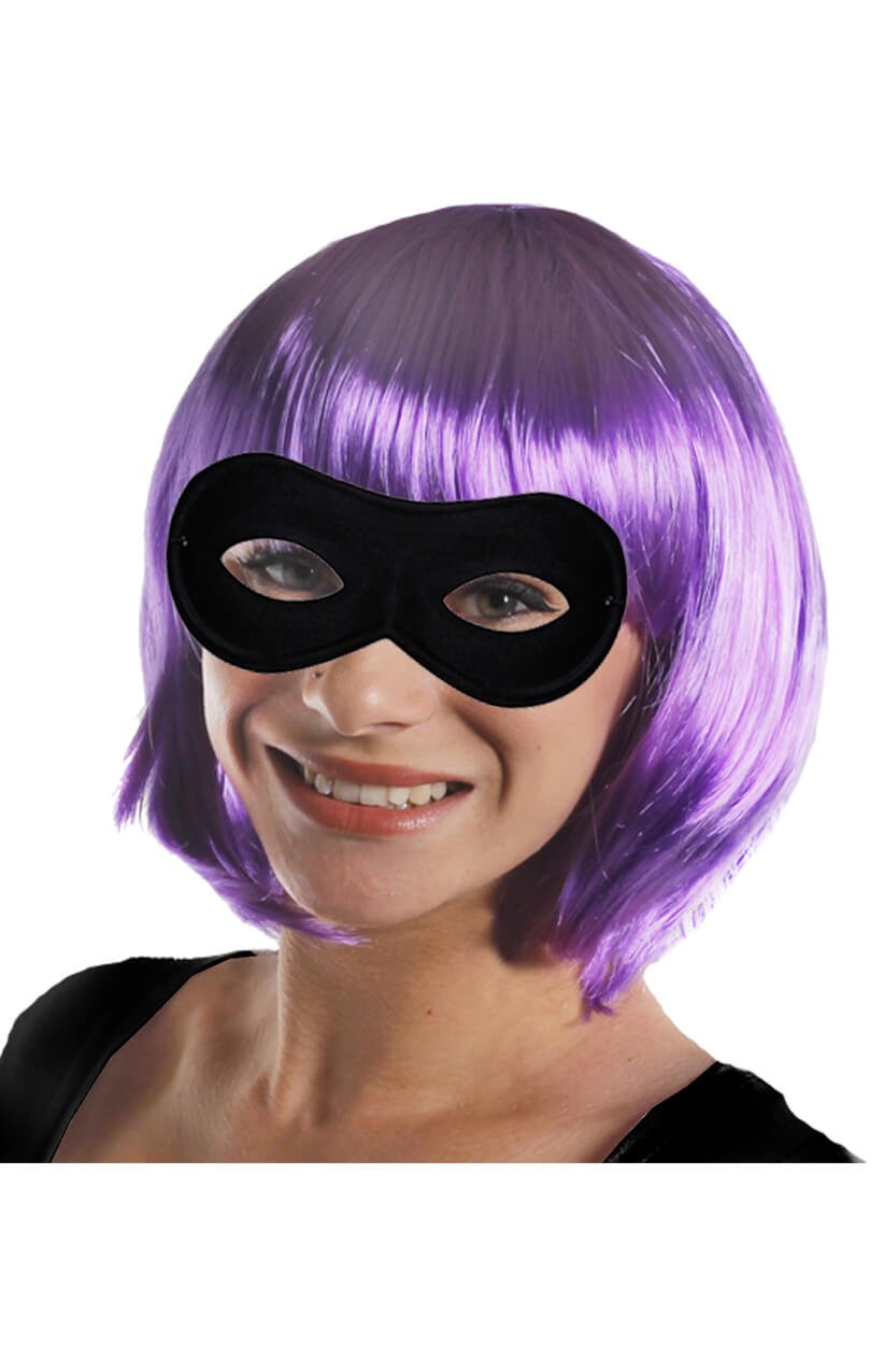 Hit Girl Set - Purple Bob Wig and Black Mask