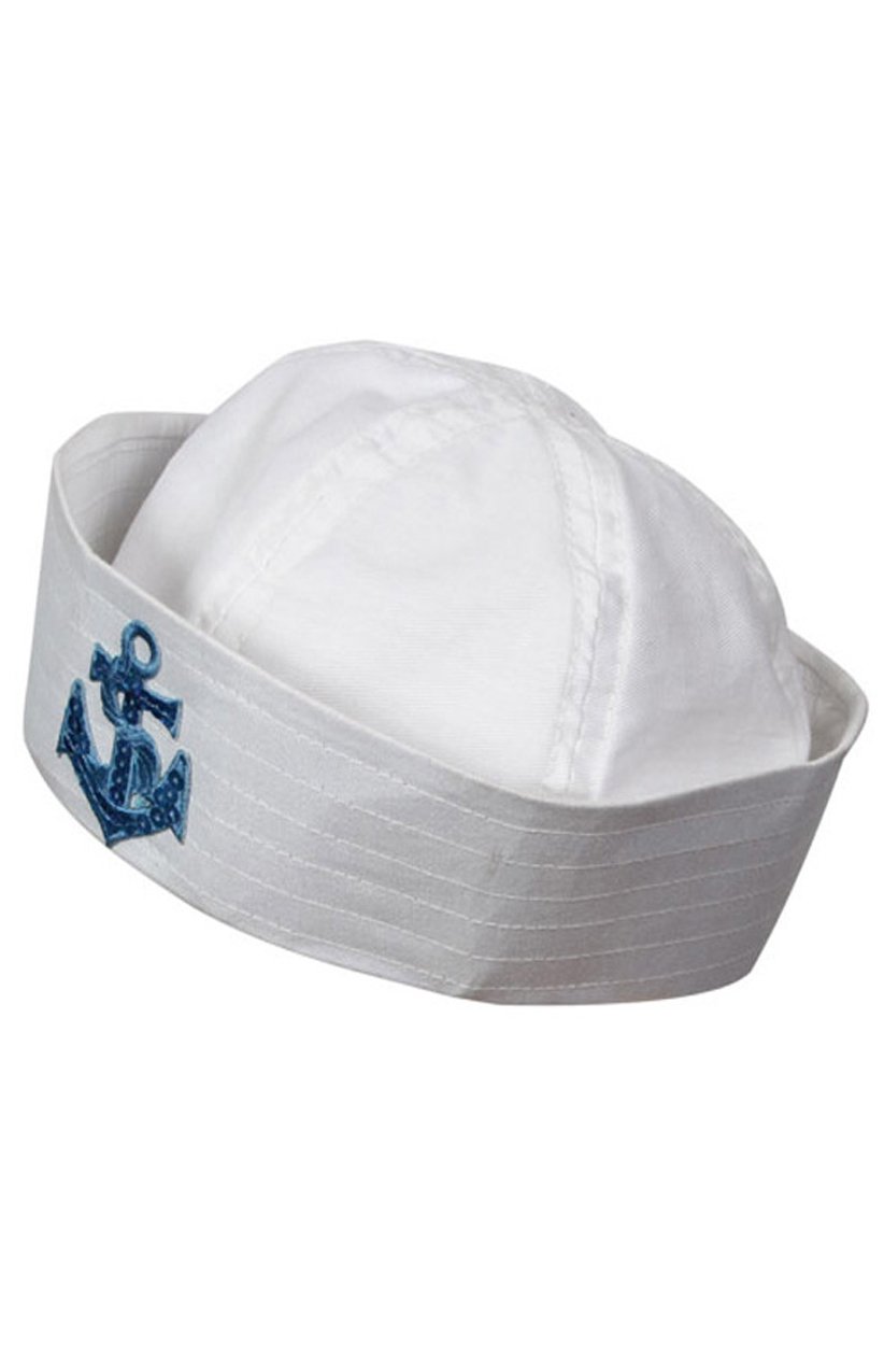 White Sailors Hat with Anchor Badge